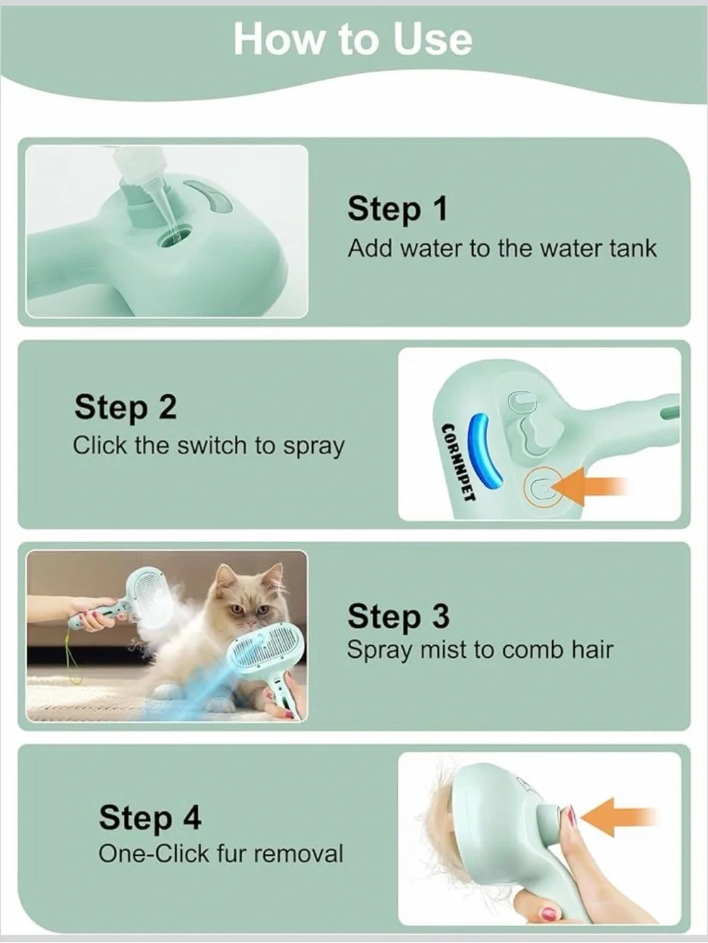 Source Unknown Rose Gold Pet Spray Hair Brushing Comb